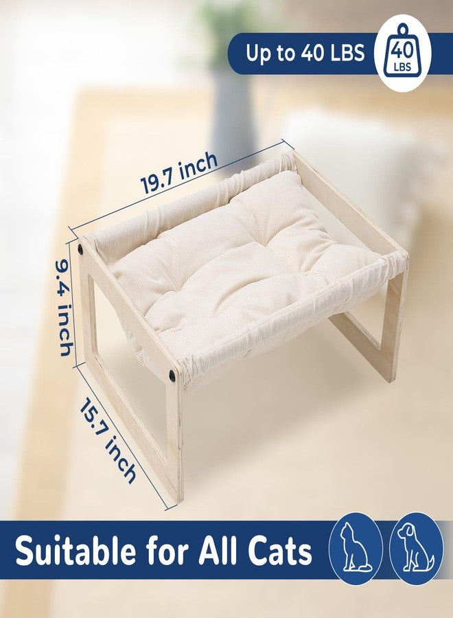 EUIJOIP Cat Bed with Removable Washable Cushion, 9.5" Elevated Wooden Cat Hammock Bed, 360° Visibility Dog/Cat Cot with Cozy Winter Pads for Kitty, Puppy, Rabbit and All Pets - Image 4